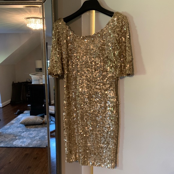 Ark& Co gold sequin dress.  Size small. Like new - Picture 2 of 6